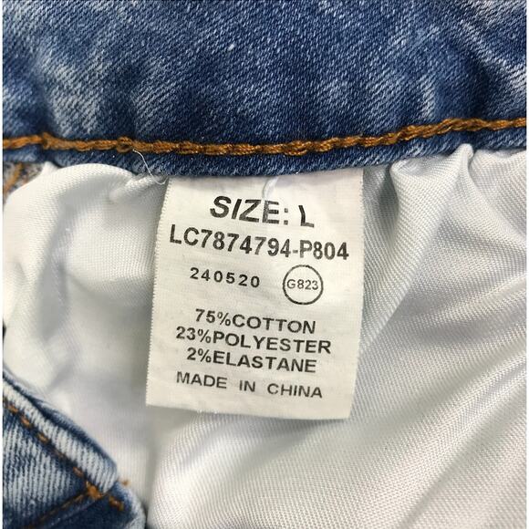 High Rise Barrel Jean Women L Blue Trendy Slouchy Grunge Boho Stretch Everyday - Picture 7 of 11